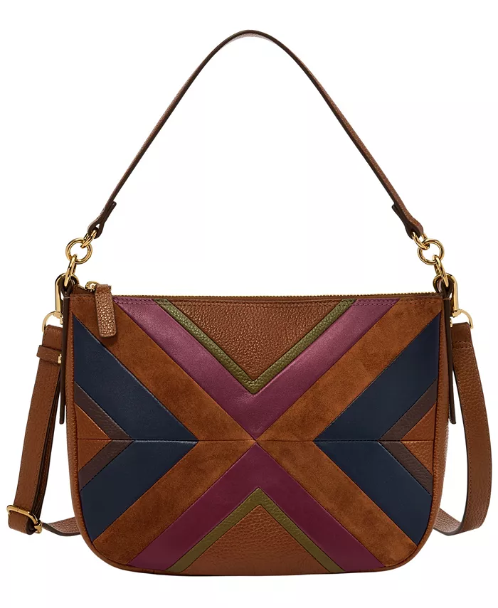 

Жоли пэчворк сумка через плечо Fossil, коричневый