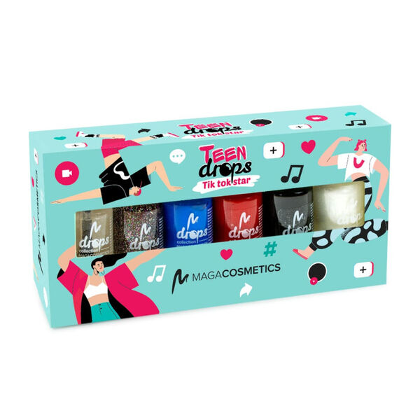 

Набор: лак для ногтей tik tok star v.03, 6х6 мл Maga Cosmetics Teen drops
