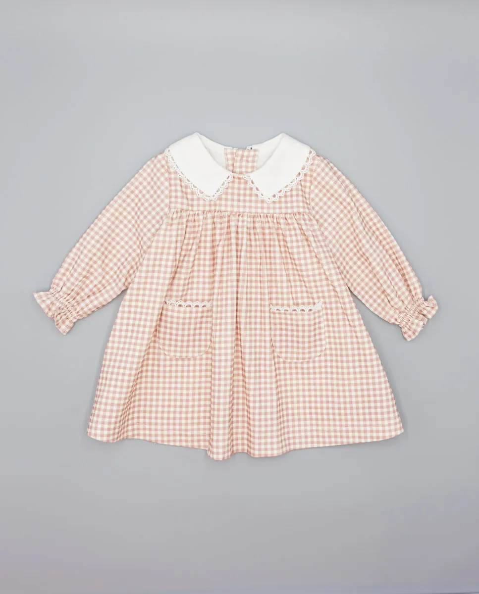 

Детское платье с карманами и вышитой лентой Fina Ejerique, розовый