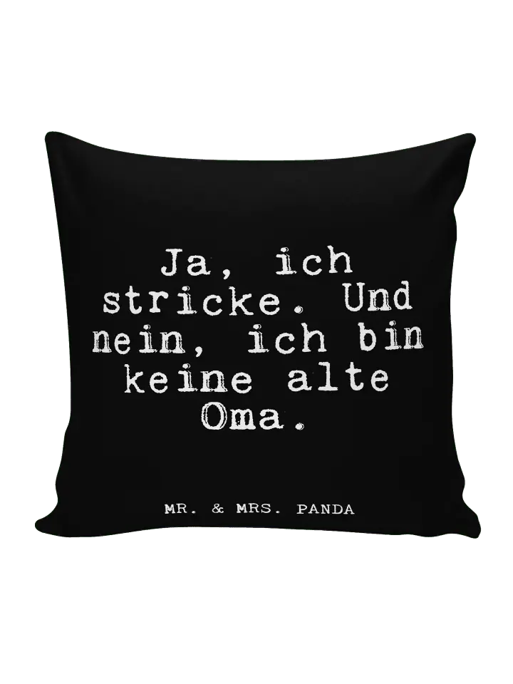 

Подушка Mr & Mrs Panda 40x40 Ja ich stricke Und, черный