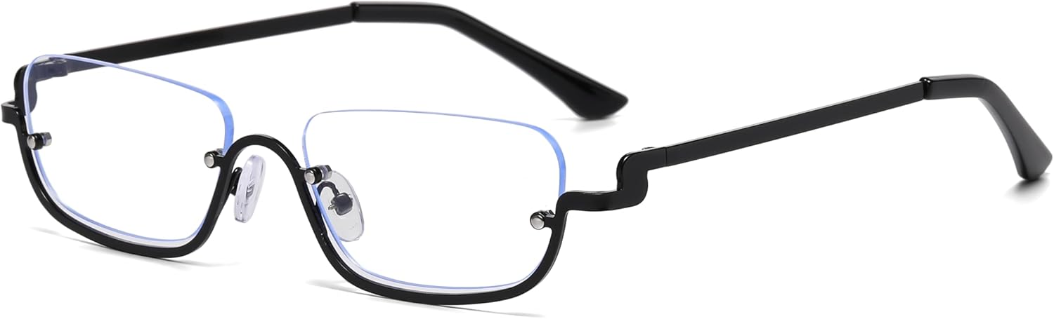 

Солнцезащитные очки в стиле ретро прямоугольной формы для женщин и мужчин. Модные полуободковые солнцезащитные очки в стиле Y2k с тонировкой. Узкие квадратные солнцезащитные очки SevenColor, Black/Anti Blue Light