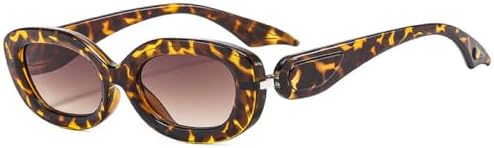 

Популярные овальные солнцезащитные очки 2027 года для женщин, ретро-очки с защитой от УФ-излучения UV400 для мужчин, голубые очки цвета шампанского MTZJH, Leopard Tea Gradient