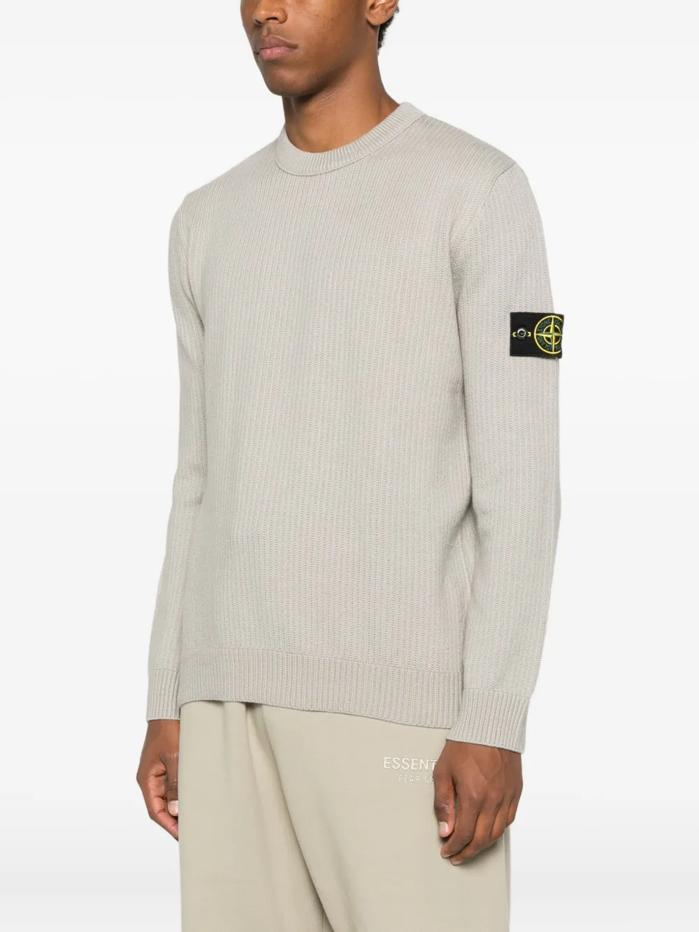 Вязаный свитер с круглым вырезом Stone Island, серый — фото 3
