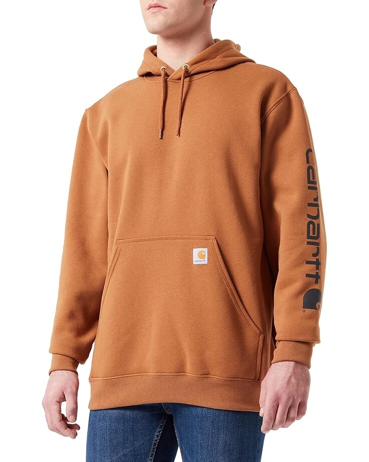 

Толстовка Carhartt Midweight Signature Sleeve Logo Hooded, цвет Carhartt Brown