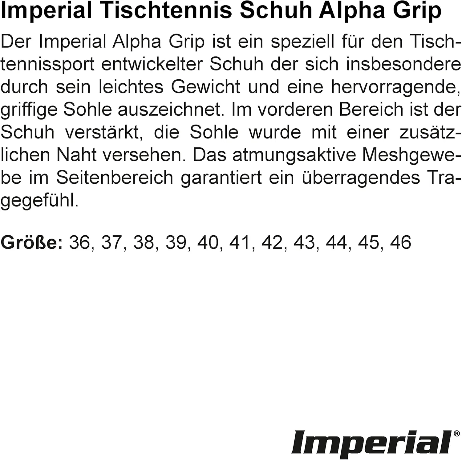 Кроссовки для настольного тенниса Imperial Alpha Grip - TT Special - Schütt Table Tennis, White — фото 4
