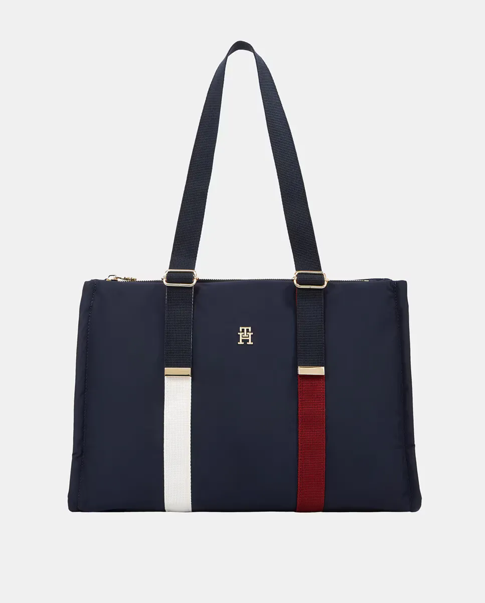 

Большая сумка-тоут с контрастными деталями Tommy Hilfiger, темно-синий
