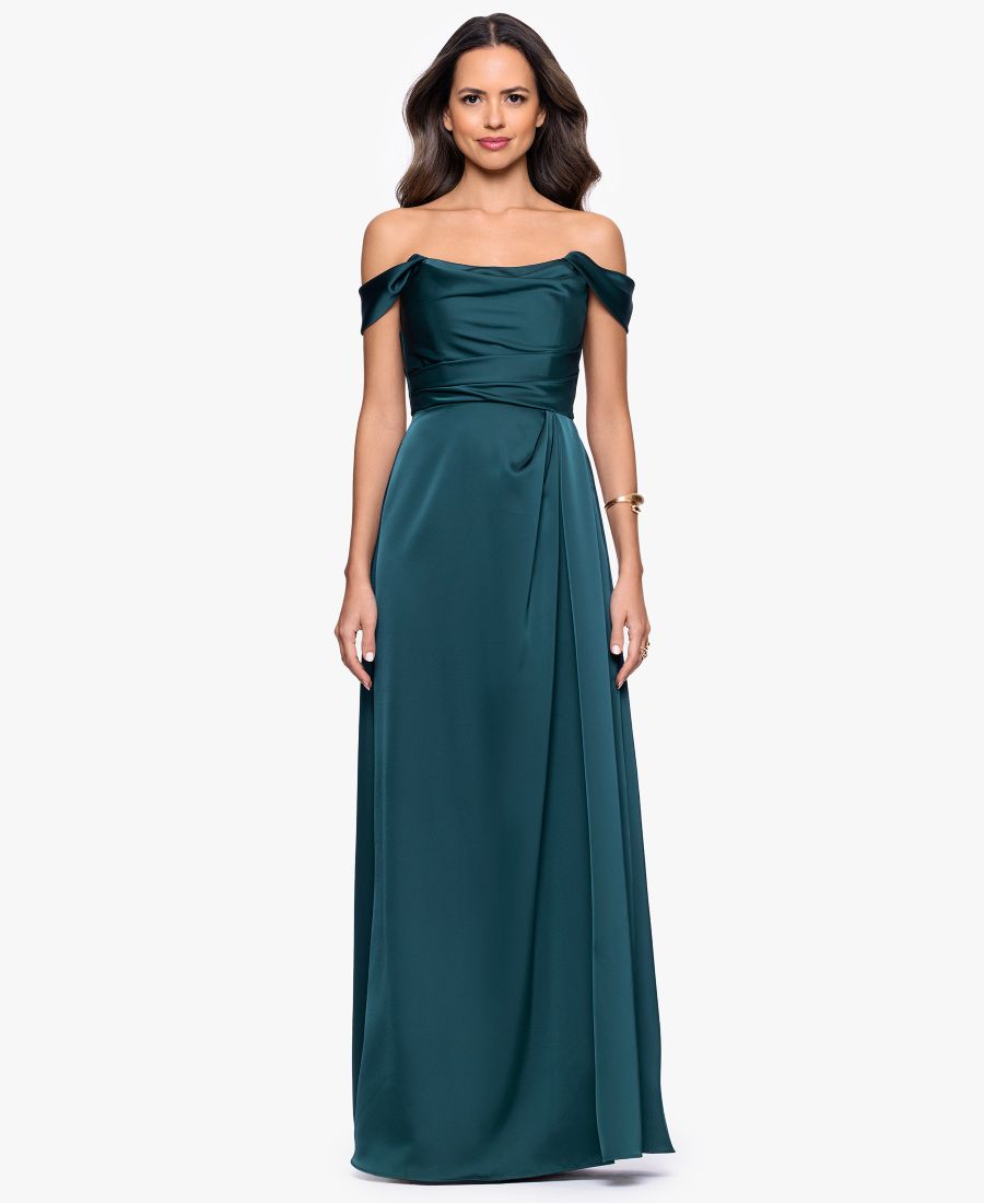 

Женское длинное корсетное платье с открытыми плечами Betsy & Adam, Pine