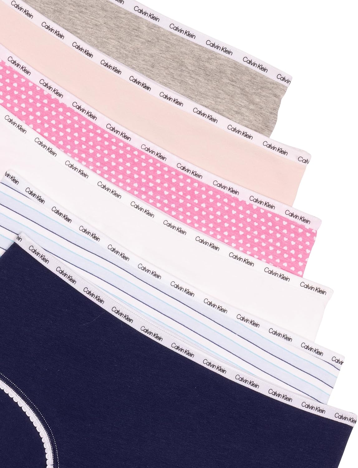 Комплект из 6 пар нижнего белья Calvin Klein Girls Hipster из хлопка с пико-декорацией, Ck Stripes — фото 3