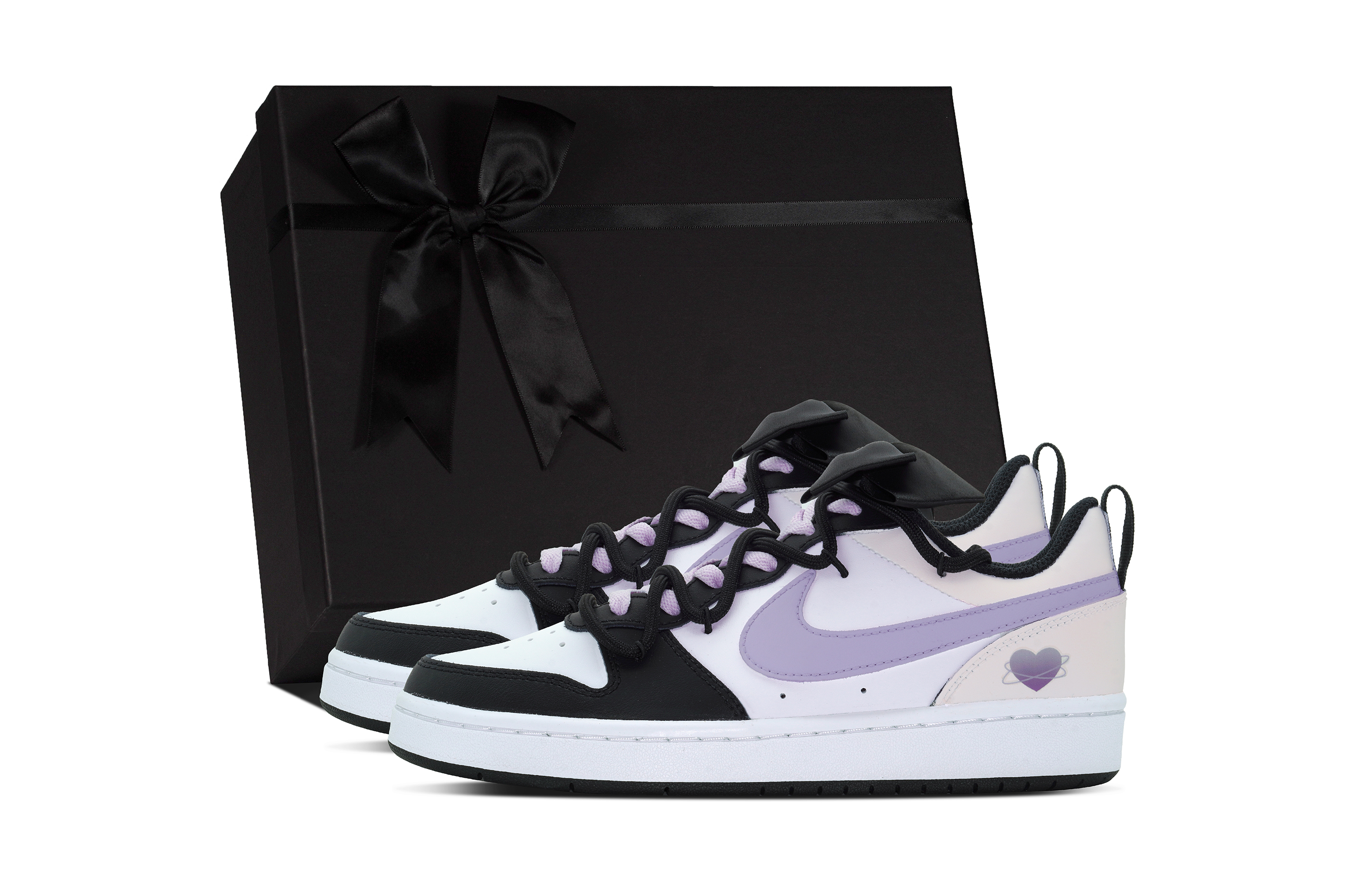 

Кроссовки Nike Court Borough Skateboarding Shoes Women's Low-top Black/white/pink/purple, фиолетовый