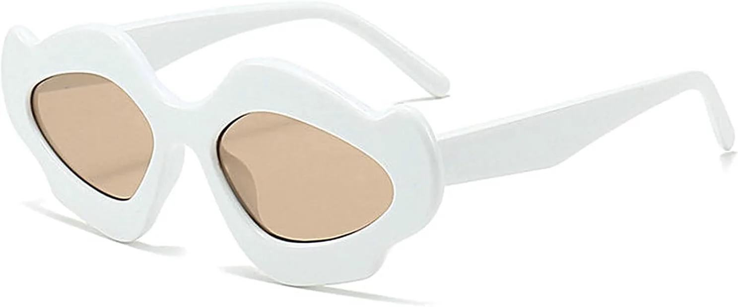 

COTIA Модные нестандартные панк-солнцезащитные очки для женщин и мужчин, трендовые очки в форме облаков, очки для вечеринок, очки с индивидуальным стилем, White Tea