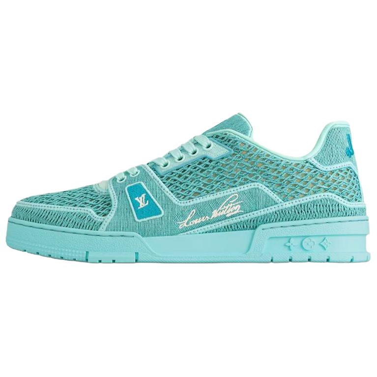 

LOUIS VUITTON Кроссовки для скейтбординга Trainer Low Top, мужские, сине-зеленые