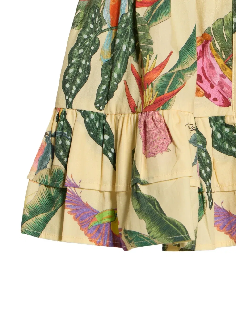 Платье с рюшами и принтом Tropicana Roberto Cavalli Junior, желтый — фото 4