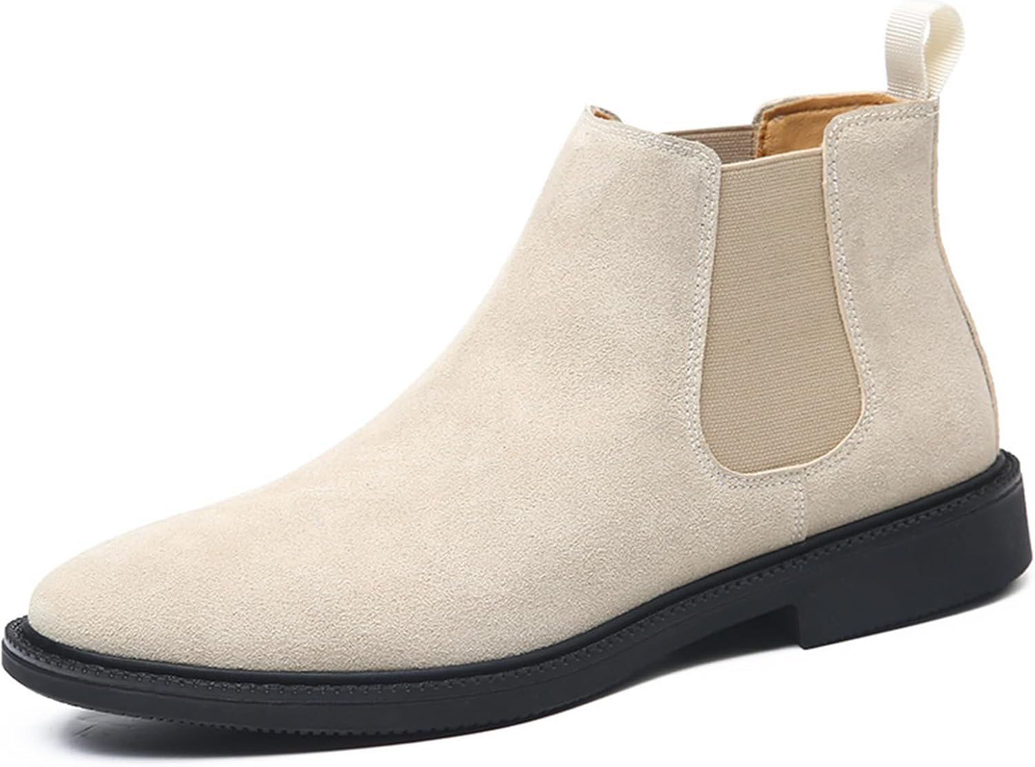 

Мужские замшевые ботинки челси на массивном каблуке, удобные с круглым носком, низким каблуком, без застежки, с боковыми эластичными вставками, классические ботинки челси Nvbuke, белый