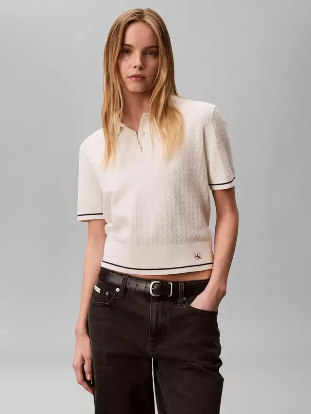 Поло с контрастными цветами, цвет тофу Calvin Klein — фото 2