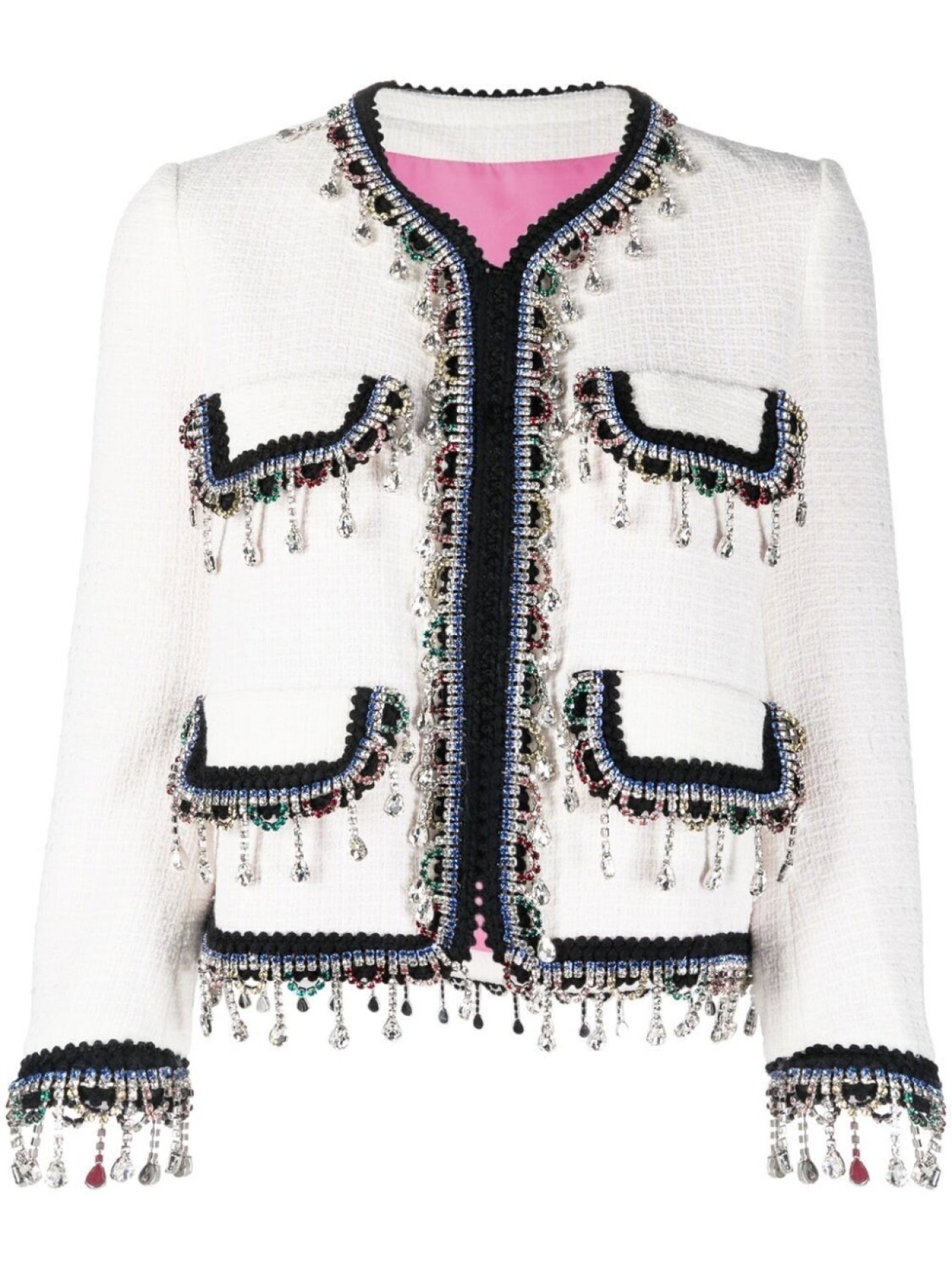 Укороченный жакет DSQUARED2 с кристаллами, белый