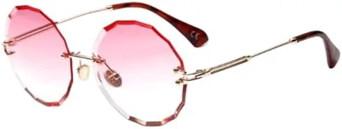 

Женские солнцезащитные очки круглой формы 2027 года, без оправы, с антибликовым покрытием, винтажные ретро-солнцезащитные очки для женщин MTZJH, Gradient Pink