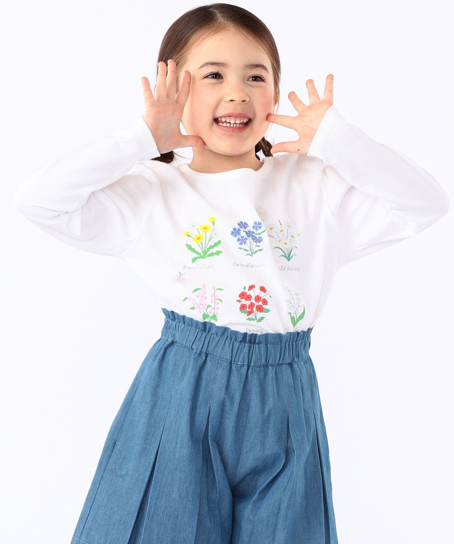 Детская футболка с длинным рукавом "Цветочная книга": 100~130 см SHIPS KIDS, Off white — фото 3