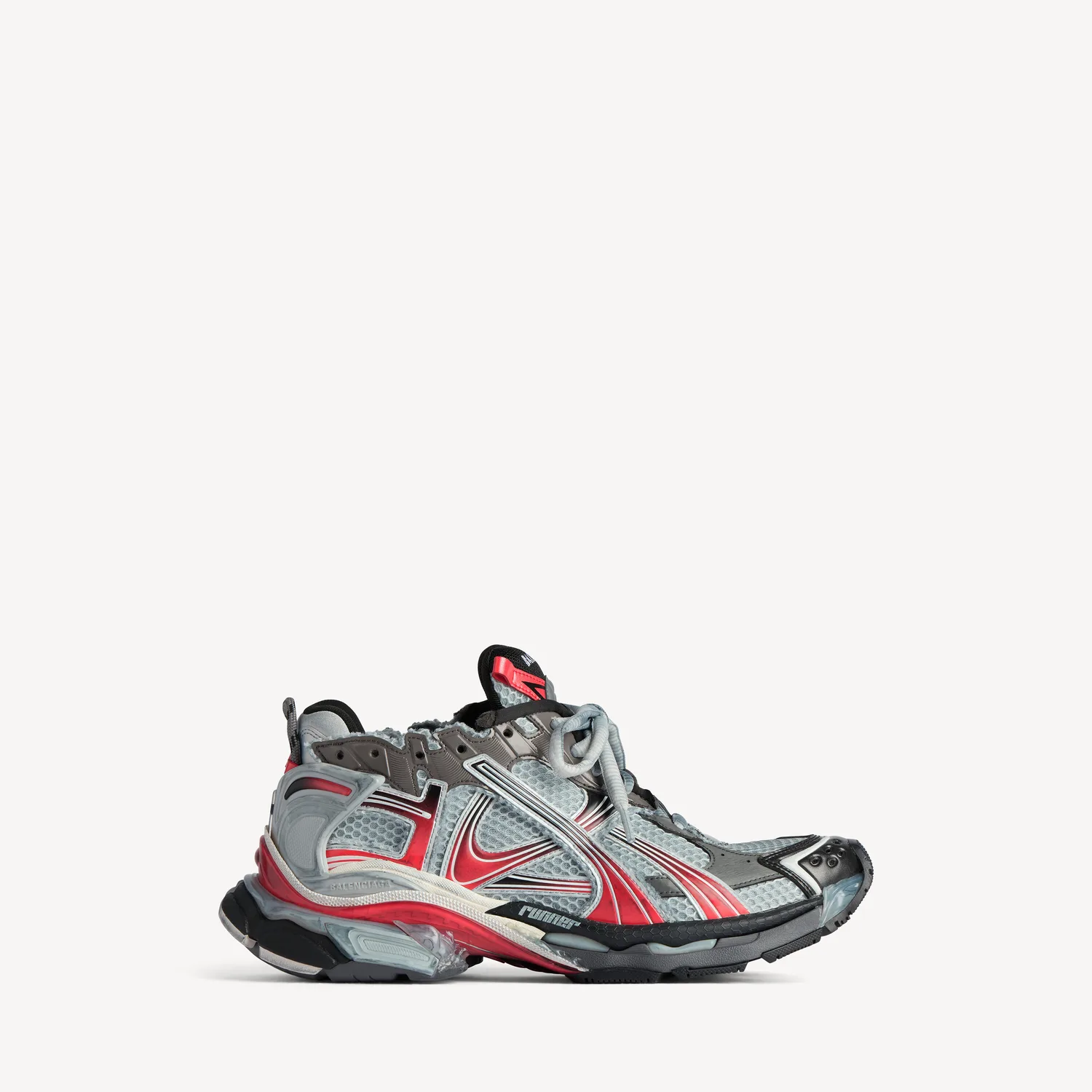 BALENCIAGA Мужские кроссовки Runner с градиентом в сером/красном/черном цвете