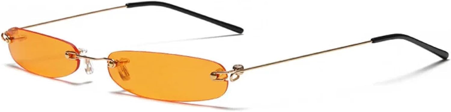 

Солнцезащитные очки без оправы прямоугольной формы для мужчин и женщин, для уличной фотографии, пляжных прогулок и вождения, защита от УФ-излучения UV400 UATXTAU, Gold-orange