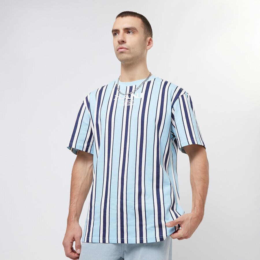 

Полосатая футболка в стиле ретро Karl Kani, цвет light blue/navy/off white
