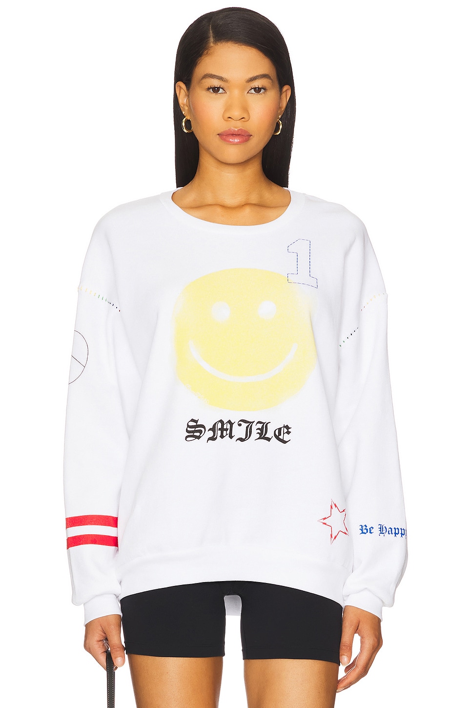 

Babbs спрей happyface elements сверхбольшой пуловер Lauren Moshi, white