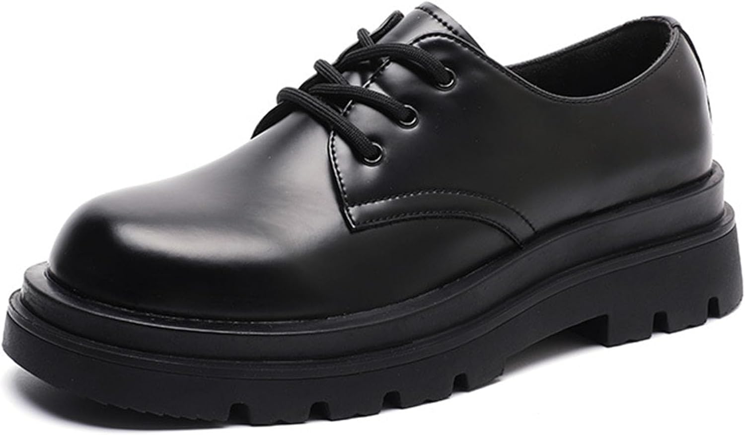 

Мужские кожаные туфли с толстой подошвой, круглым носком и шнуровкой, классические стильные деловые оксфорды и дерби Vannida, черный
