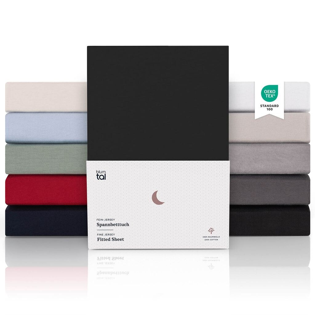 

Blumtal Premium Jersey (набор из 2 шт.) топпер-бокс с пружинным матрасом, простыни 140x200 см - очень мягкая простыня из 100% хлопка, высота топпера до 10 см, черный