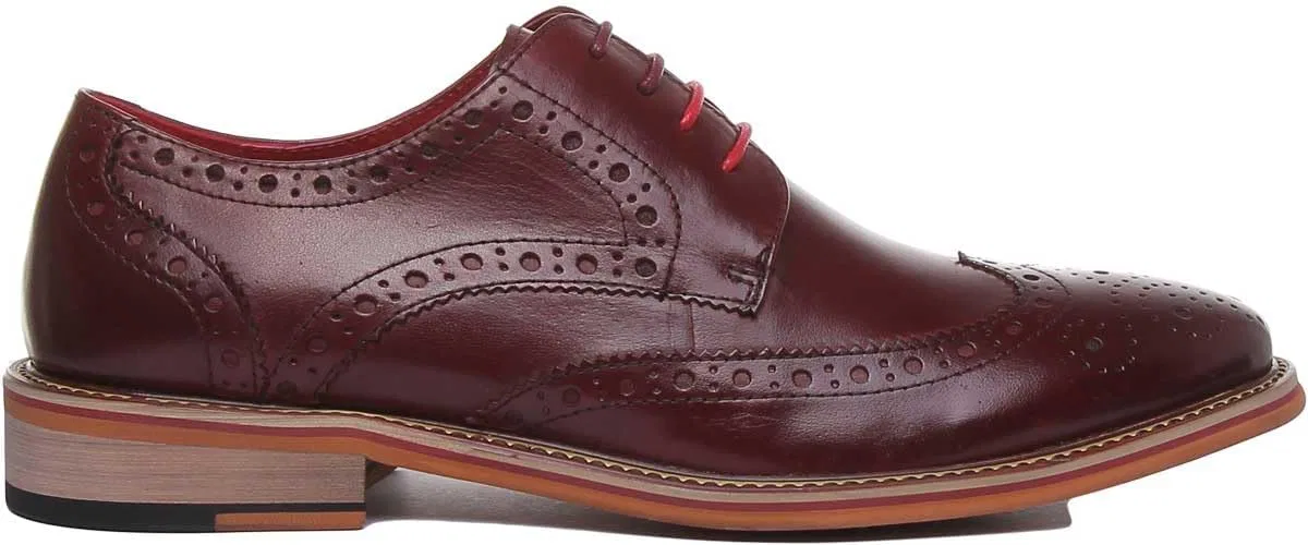 Мужские кожаные туфли-броги на шнуровке Dover JUSTINREESS ENGLAND, Wine Red — фото 2
