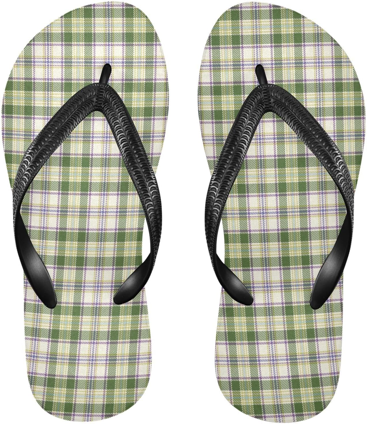 

Женские и мужские пляжные вьетнамки в зеленую клетку, резиновые, противоскользящие, летние шлепанцы для душа и прогулок Sinestour