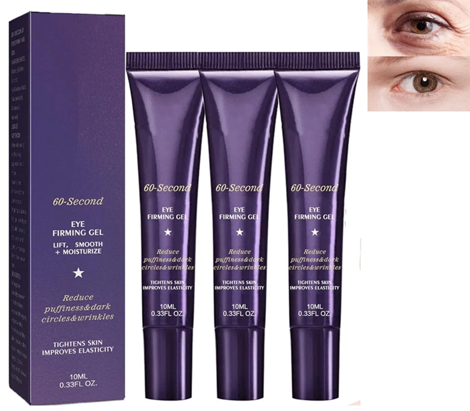 Антивозрастной тонирующий укрепляющий гель для глаз «60-Second Eye Effects» Bamideo, 3 Pieces.