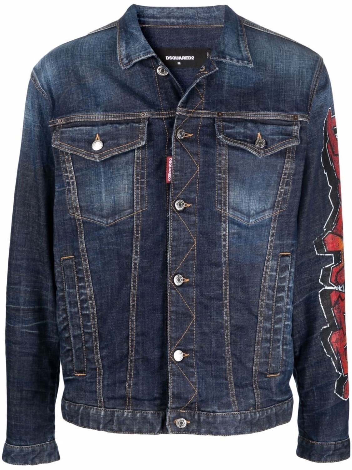 

Dsquared2 джинсовая куртка с принтом граффити, синий