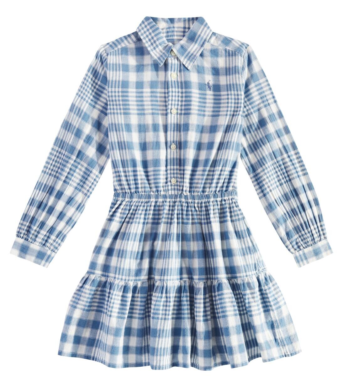 

Платье-рубашка из хлопка в клетку Polo Ralph Lauren Kids, цвет blue cream