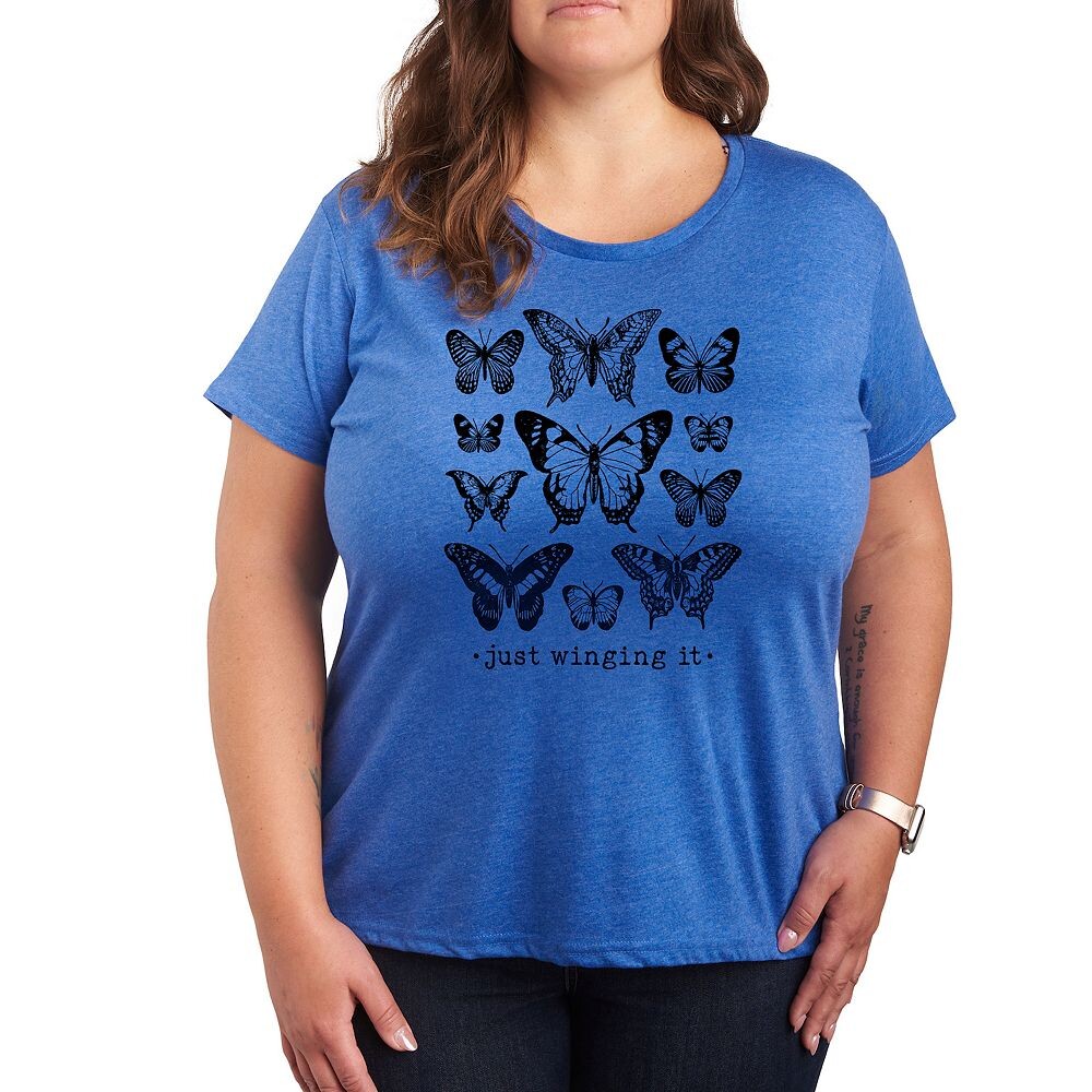 

Футболка Plus Just Winging It Butterfly, цвет Heather Royal Blue