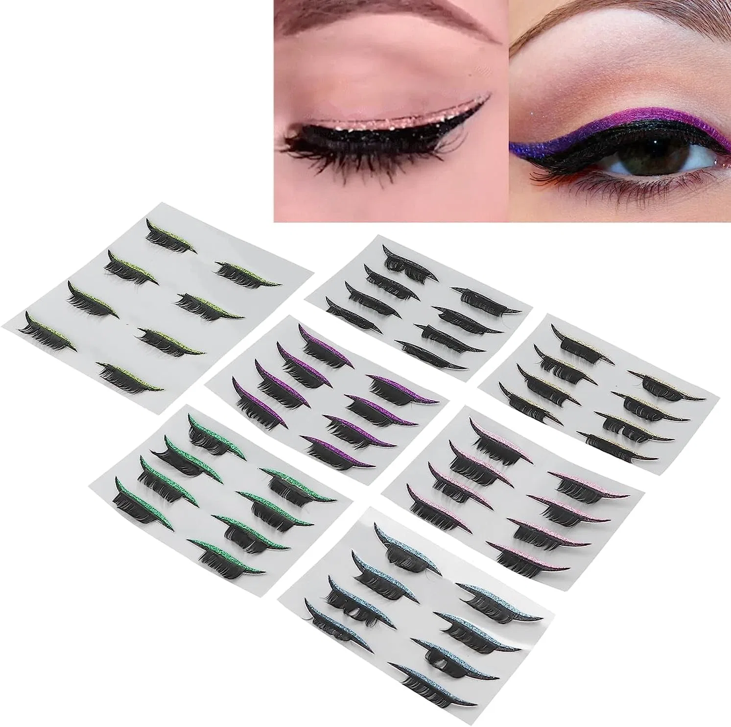 Наклейки для глаз eyeliner и ресницы, 7 пар, Zhonghua, 7 цветов — фото 4