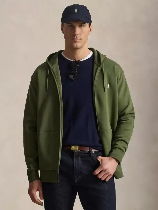 Толстовка Polo большого размера из смесовой хлопковой ткани, цвет Supply Olive Ralph Lauren