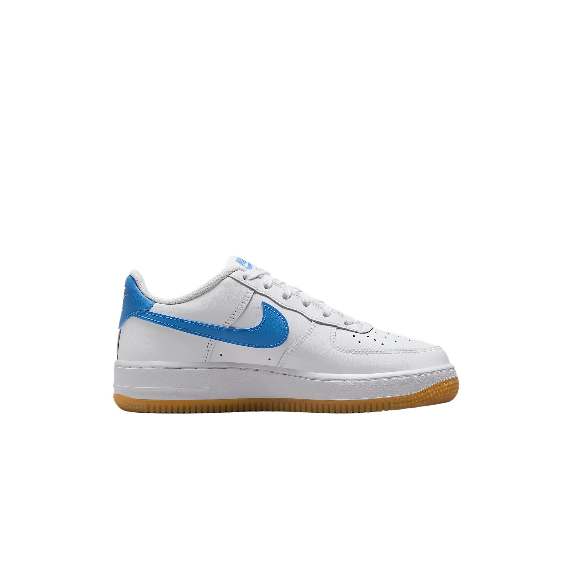 Низкие кроссовки Air Force 1 с нескользящей подошвой для детей Nike, белый/синий/коричневый — фото 2