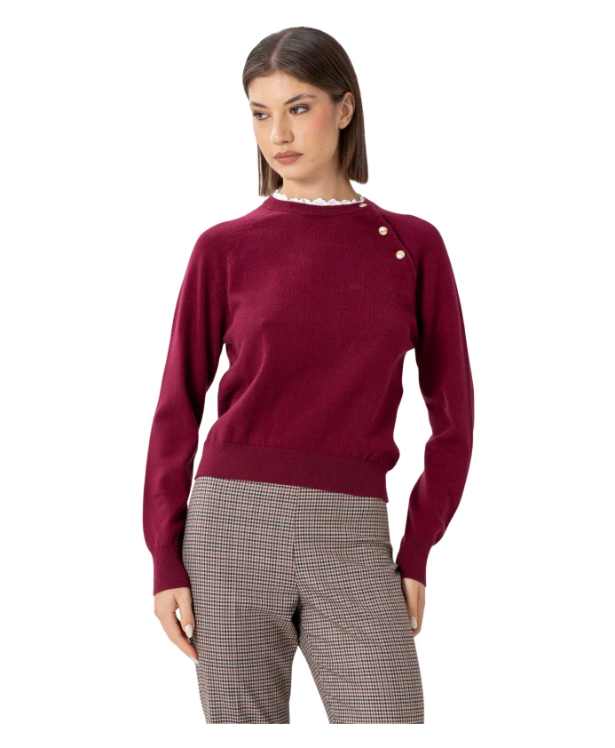 

Классический свитер с длинными рукавами и оборками Kocca, красный