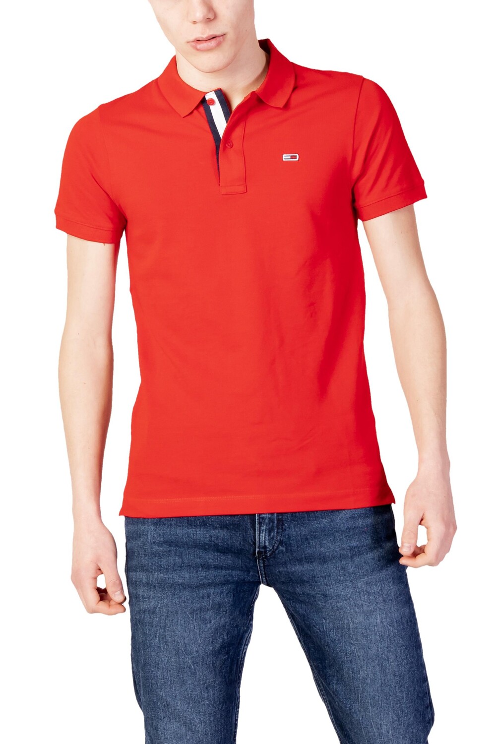 

Поло Tommy Jeans с контрастными деталями, красный