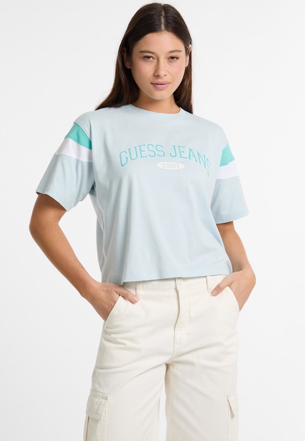 

Футболка с принтом Guess Jeans, светло-голубой
