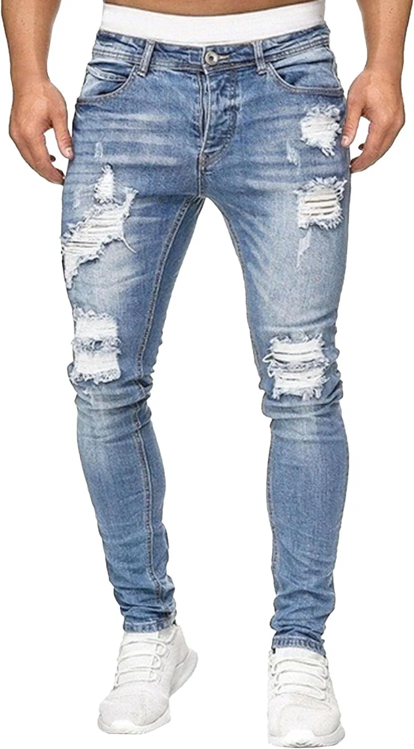 Джинсы Slim Fit Ripped, Light Blue