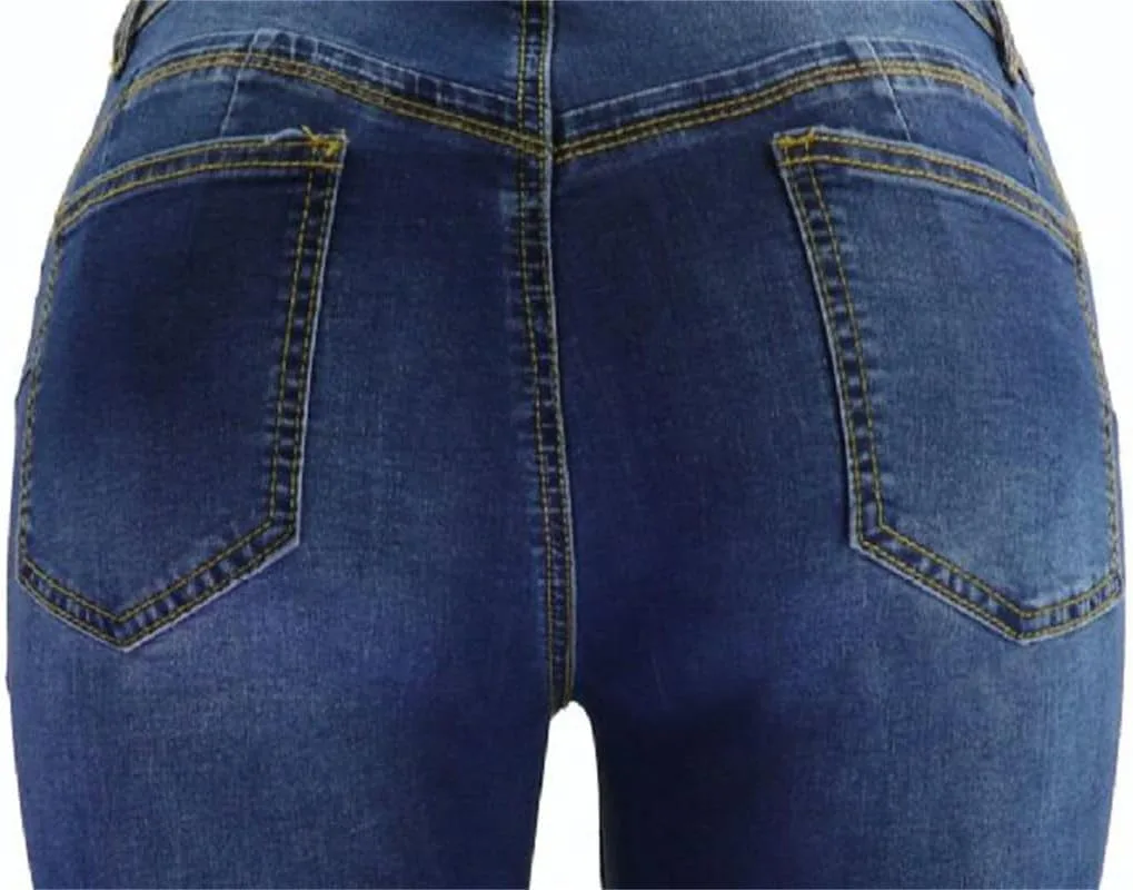 

Andongnywell женские джинсы plus size скинни с потертостями mid rise