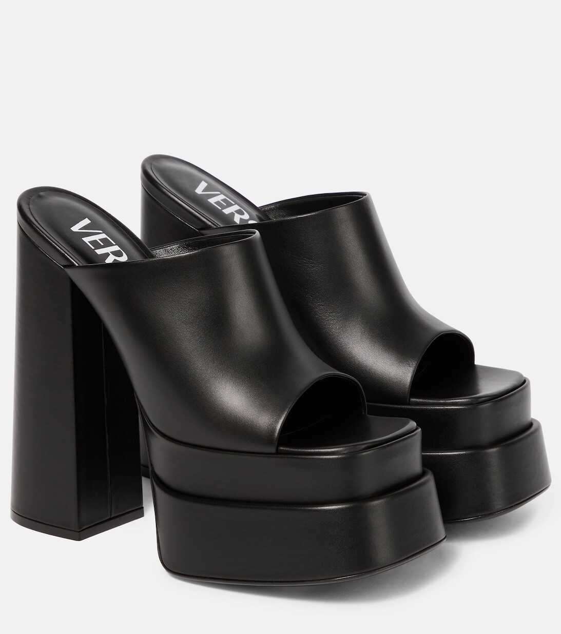 Кожаные босоножки на платформе Versace, черный