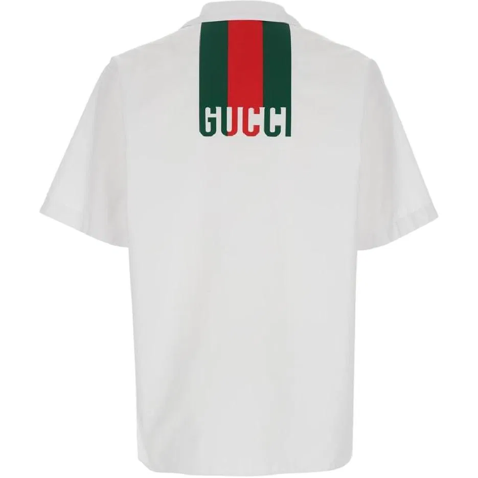 Рубашка GUCCI Web Detailed Regular Fit, White — фото 3