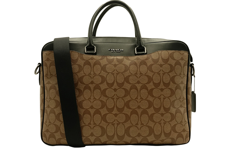 

Beckett Покрытый Холстом С Телячьей Кожей Наплечная Сумка Tubas Мужская Темная Хаки и Черный COACH