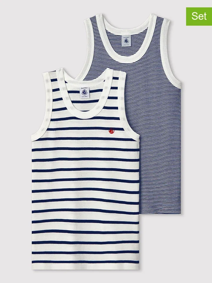 Майка детская, хлопок, PETIT BATEAU, голубой/белый