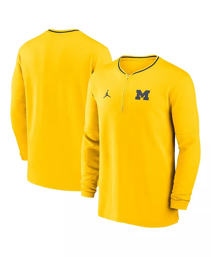 

Толстовка Men's Maize Michigan Wolverines 2024 Sideline Coach Performance Half-Zip Long Sleeve Top Jordan