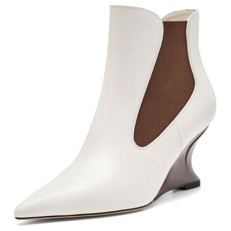 NINE WEST Белые и коричневые женские ботильоны, цвет White Brown — фото 3