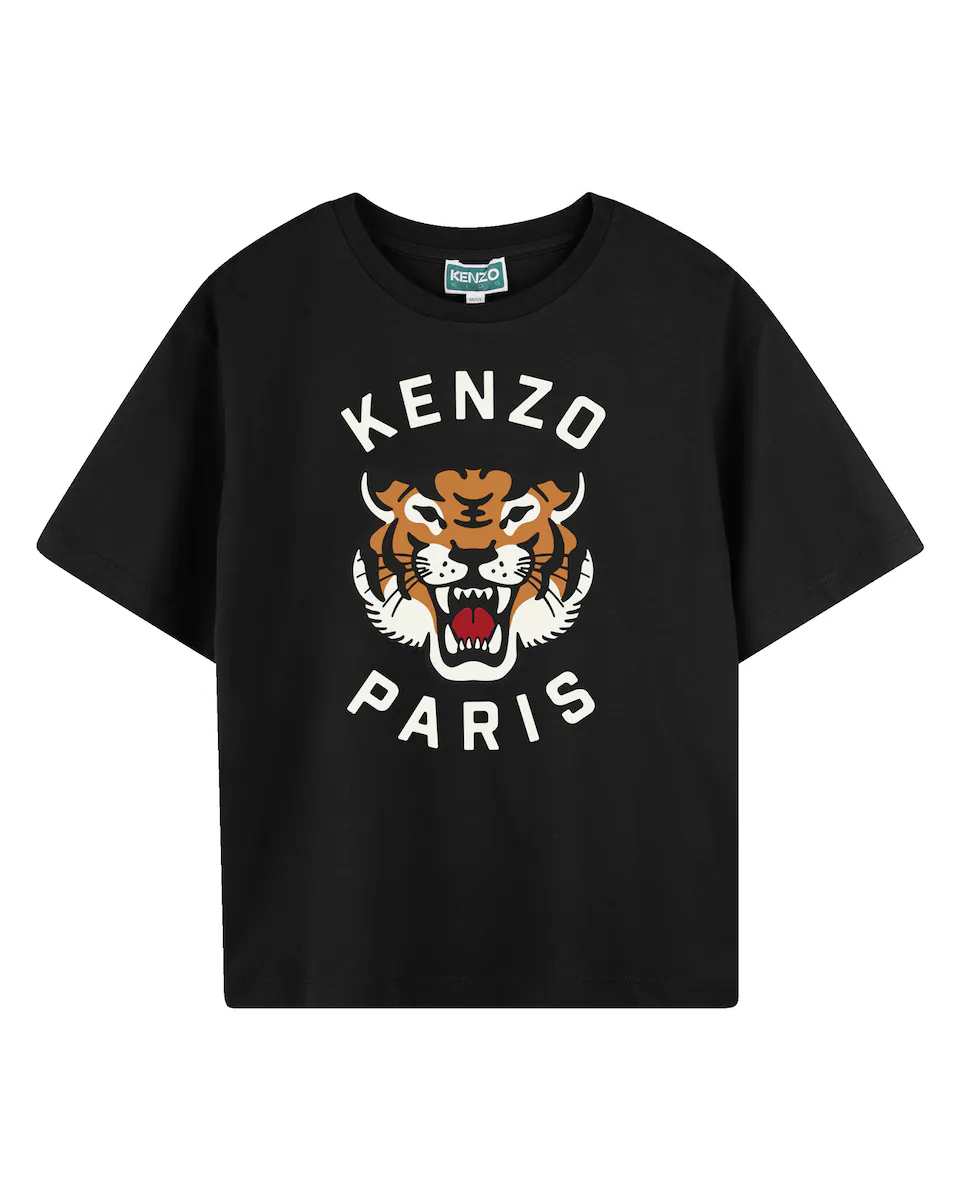 

Футболка для мальчика 100% хлопок с иллюстрацией спереди Kenzo Kids, чёрный
