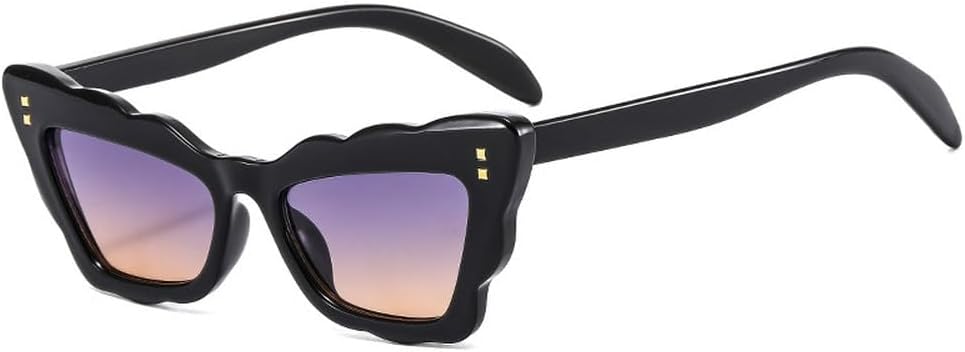 

Популярные модные женские солнцезащитные очки «кошачий глаз» в стиле ретро с заклепками, мужские солнцезащитные очки с градиентным переходом цвета и защитой от УФ-излучения UV400 TKKTLLT, Black Gray Tea