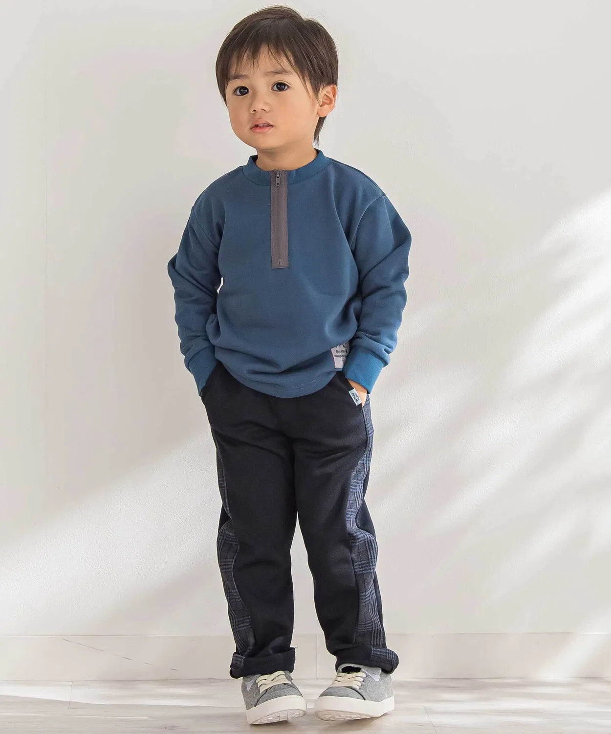 Детская толстовка с полузамком BeBe Petits Pois Vert, синяя — фото 4